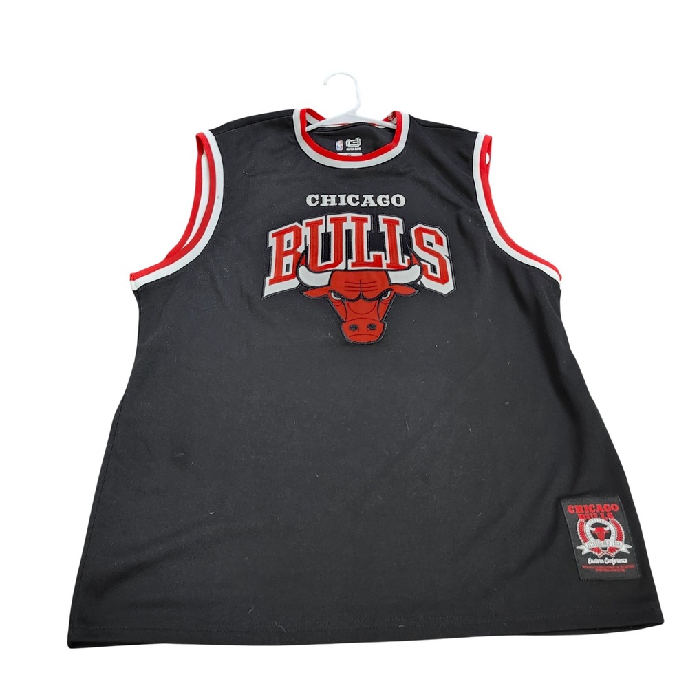 NBA Ultra Game Chicago Bulls Jersey Shirt Mens XL Black Sleeveless Embroidered